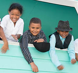 Kids watching Earth Day parade