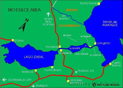 Rio Dulce, Guatemala Map